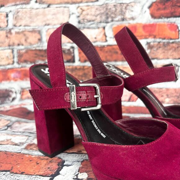 Circus by Sam Edelman Daniela Deep Berry Chunky Heels Size 6 - Picture 3 of 9